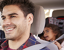 Family in car driving