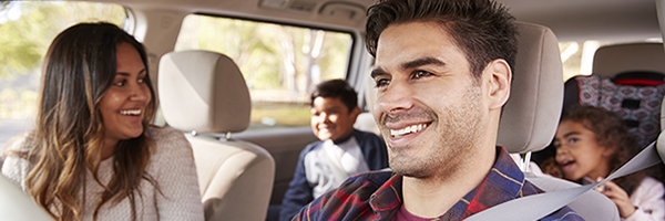 Family in car driving