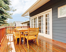 Outside of home with wet porch after rain 
