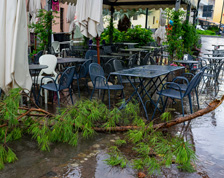 outdoor seating area destroyed