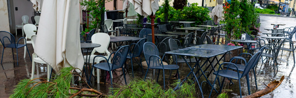 outdoor seating area destroyed