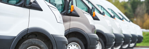 line of cargo vans